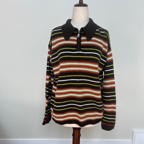 EXPRESS TRICOT Women's Quarter Zip Striped Pullover Sweater Size XS - Picture 1 of 6